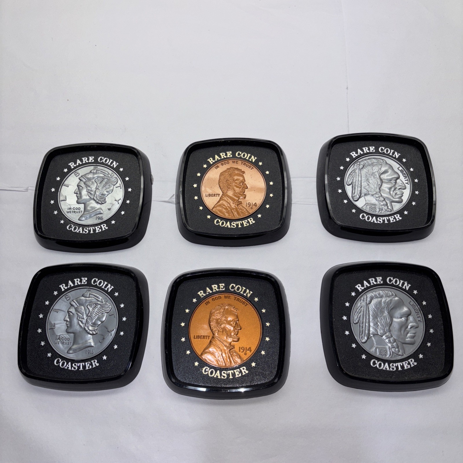 ITE IMPERIAL BANK EMPLOYEES CREDIT UNION COIN DESIGN PLASTIC DRINK COASTER SET