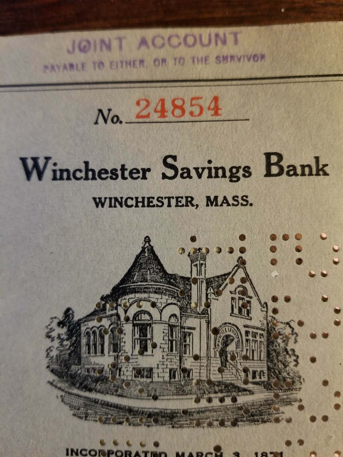 1933 WINCHESTER MASSACHUSETTS SAVINGS BANK BOOK – Nice! Free Shipping