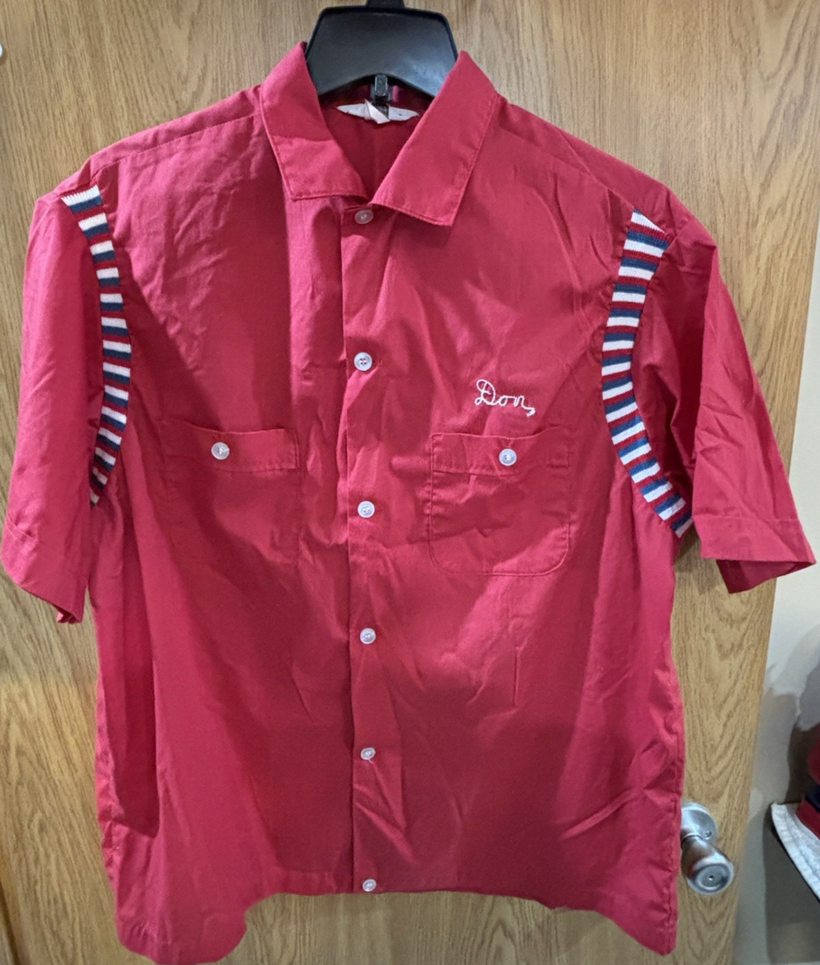 VTG 1960-70s Nat Nast Creation State Farm Red, Adult Large Bowling Shirt – “Don”