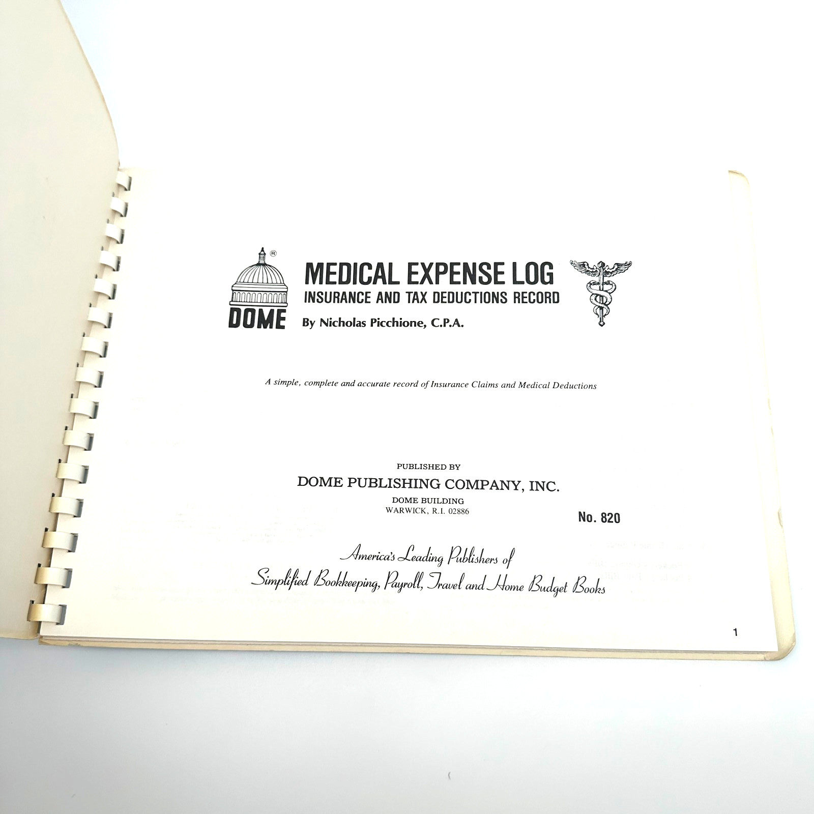 1984 Dome Medical Expense Log Insurance Tax Record Lloyd’s Drug Fairfield MT