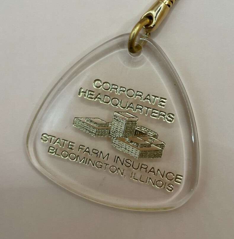 Vintage State Farm Corporate Headquarters Bloomington IL Plastic Keychain