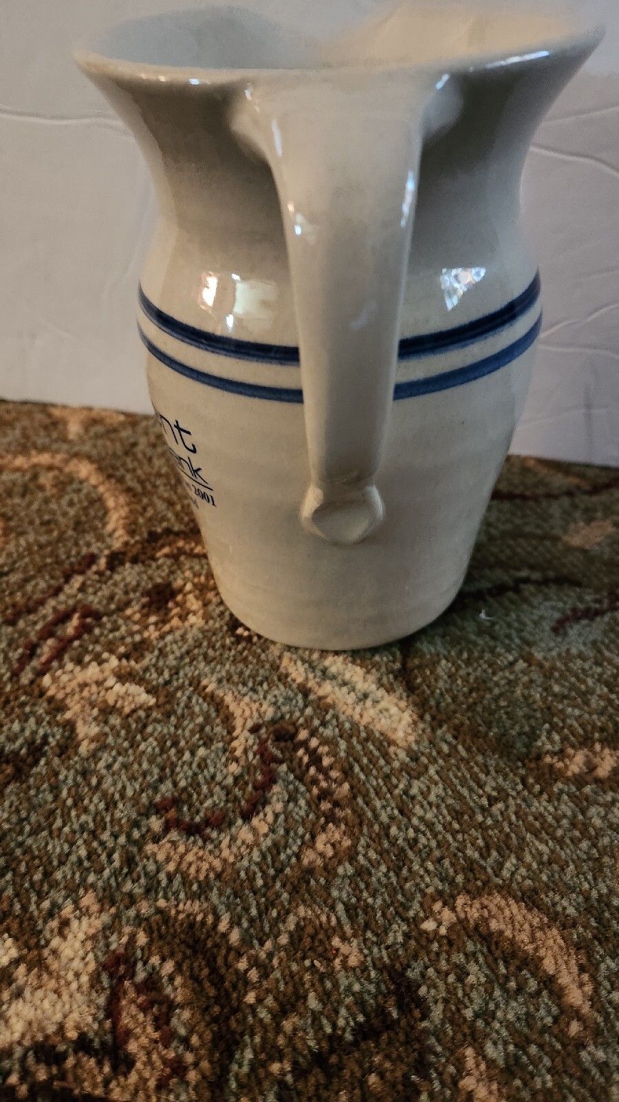 2001 Sargent County Bank Celebrating 101st Anniversary Stoneware Pitcher!