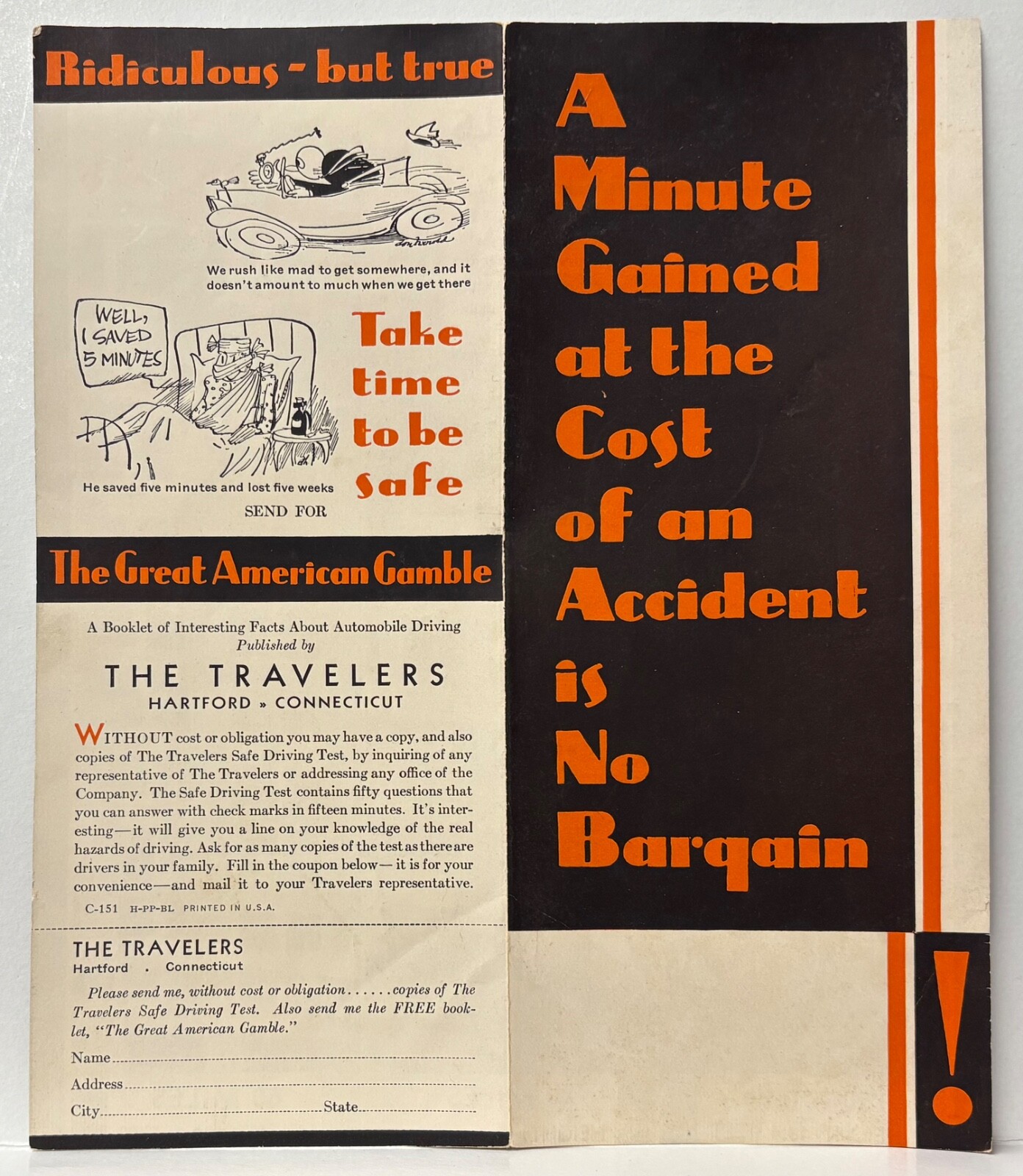 AUTO ACCIDENT INSURANCE THE TRAVELERS HARTFORD CT-AUTOS FALLING OFF BUILDINGS