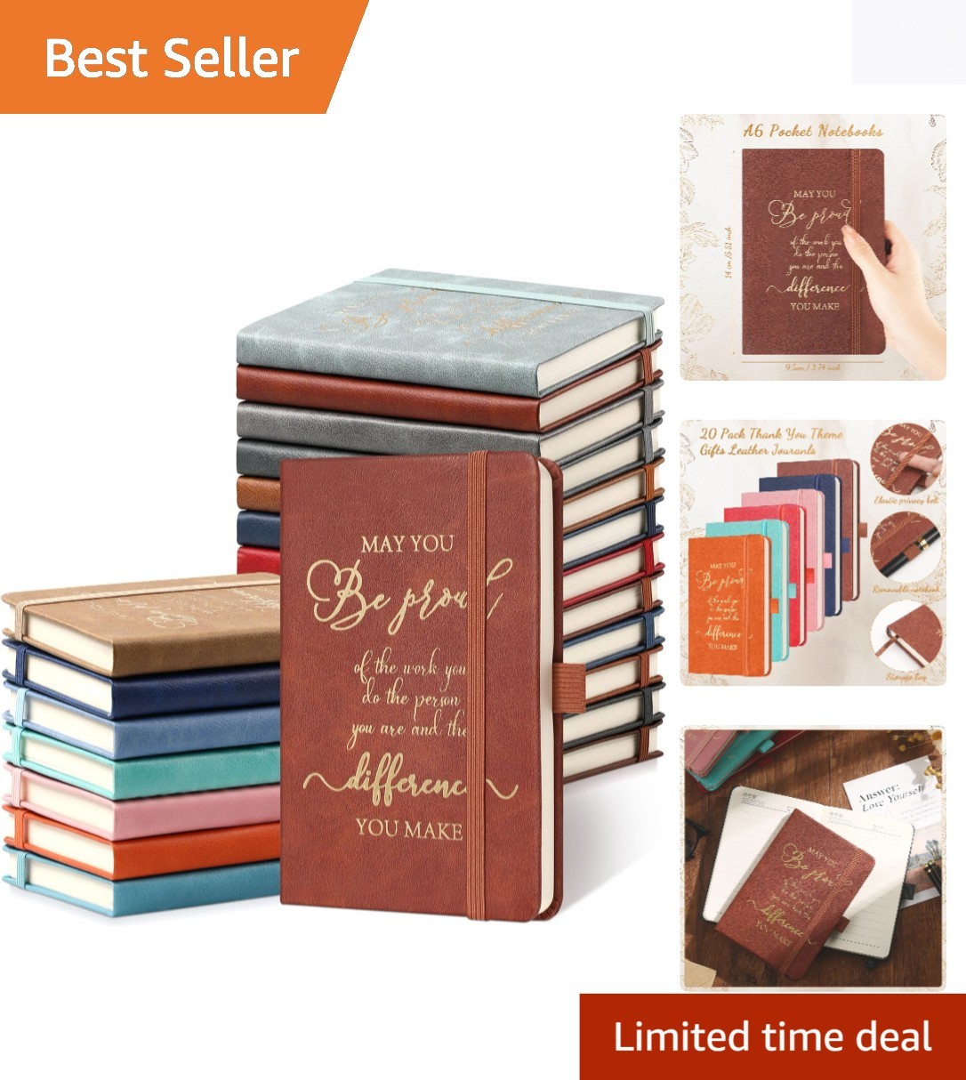 Inspirational A6 Leather Journals – 20 Pcs Team Gifts for Coworkers and Teachers