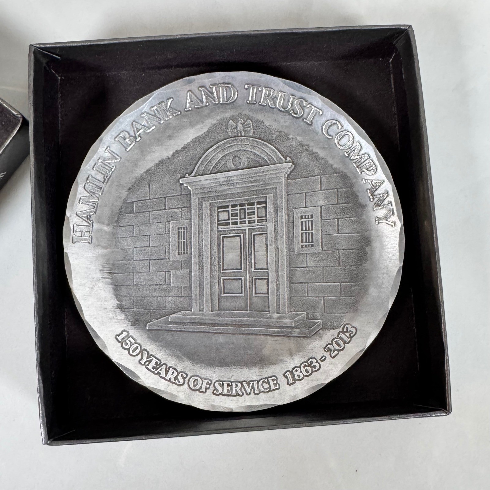 Wendell August Hamlin Bank and Trust 150 Years Hammered Aluminum Trinket Dish
