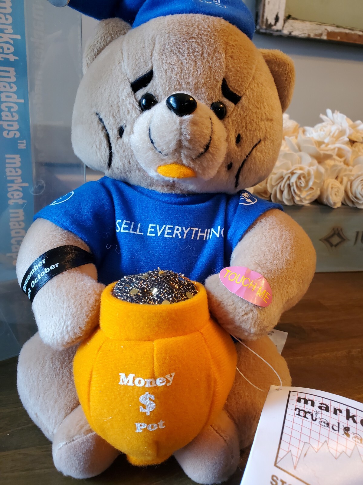 Rare Vintage Market Madcaps Stock Market Plush Talking Boohoo Bear 1999