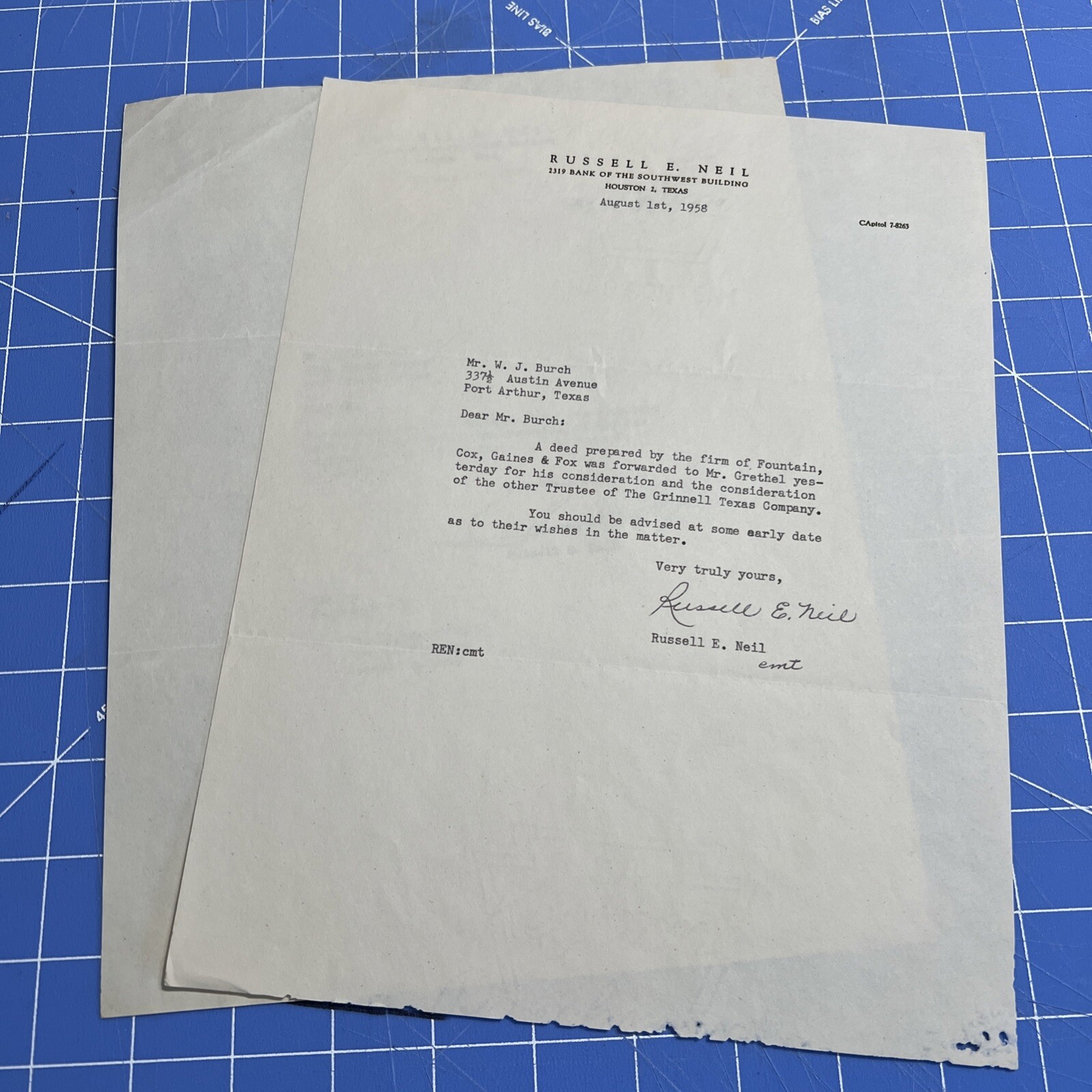 Vintage Letters 2319 Bank Of The Southwest Building Houston Texas Russell E Neil