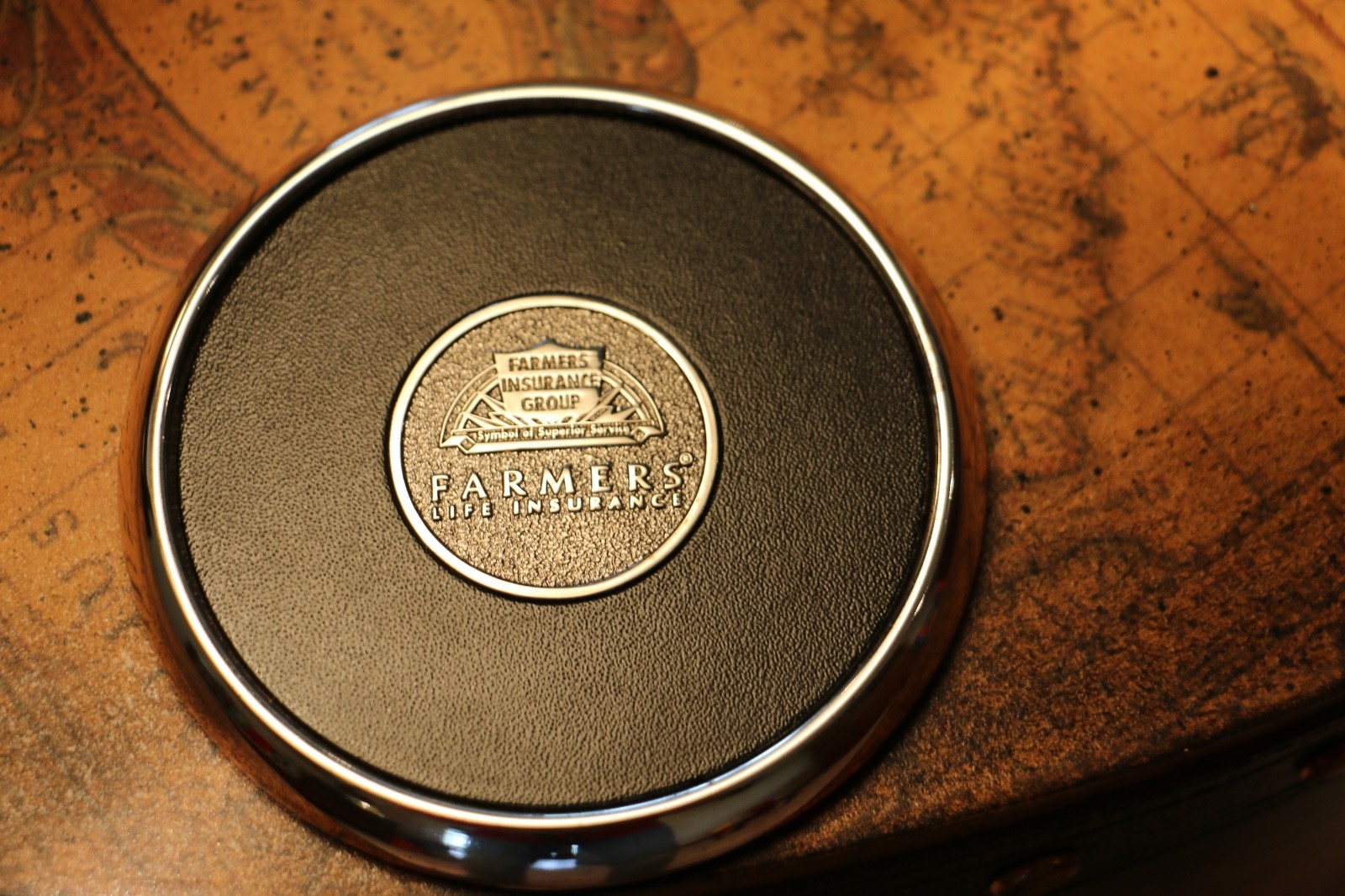 VINTAGE FARMERS INSURANCE COASTER NICE !!!!!!!!!!!!!!!