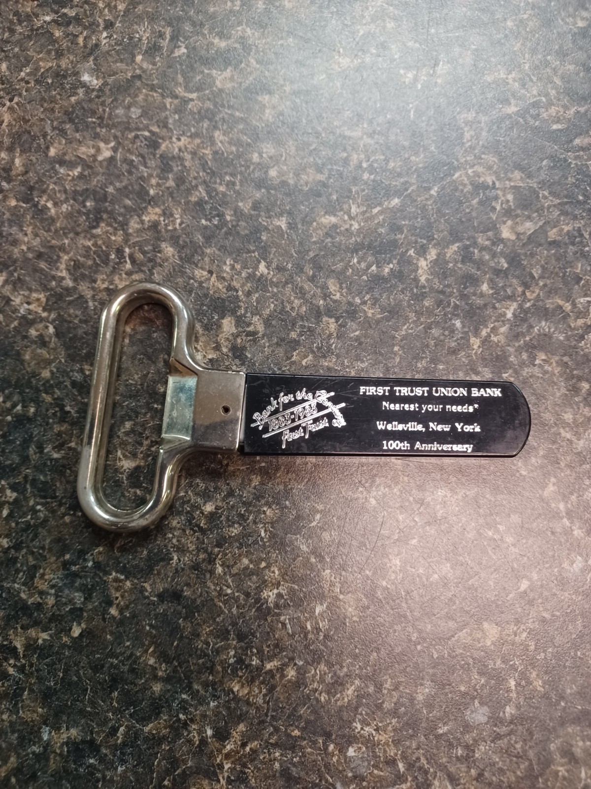 Vtg Bottle Opener Advertising First Trust Union Bank Wellsville NY 100th Anniver
