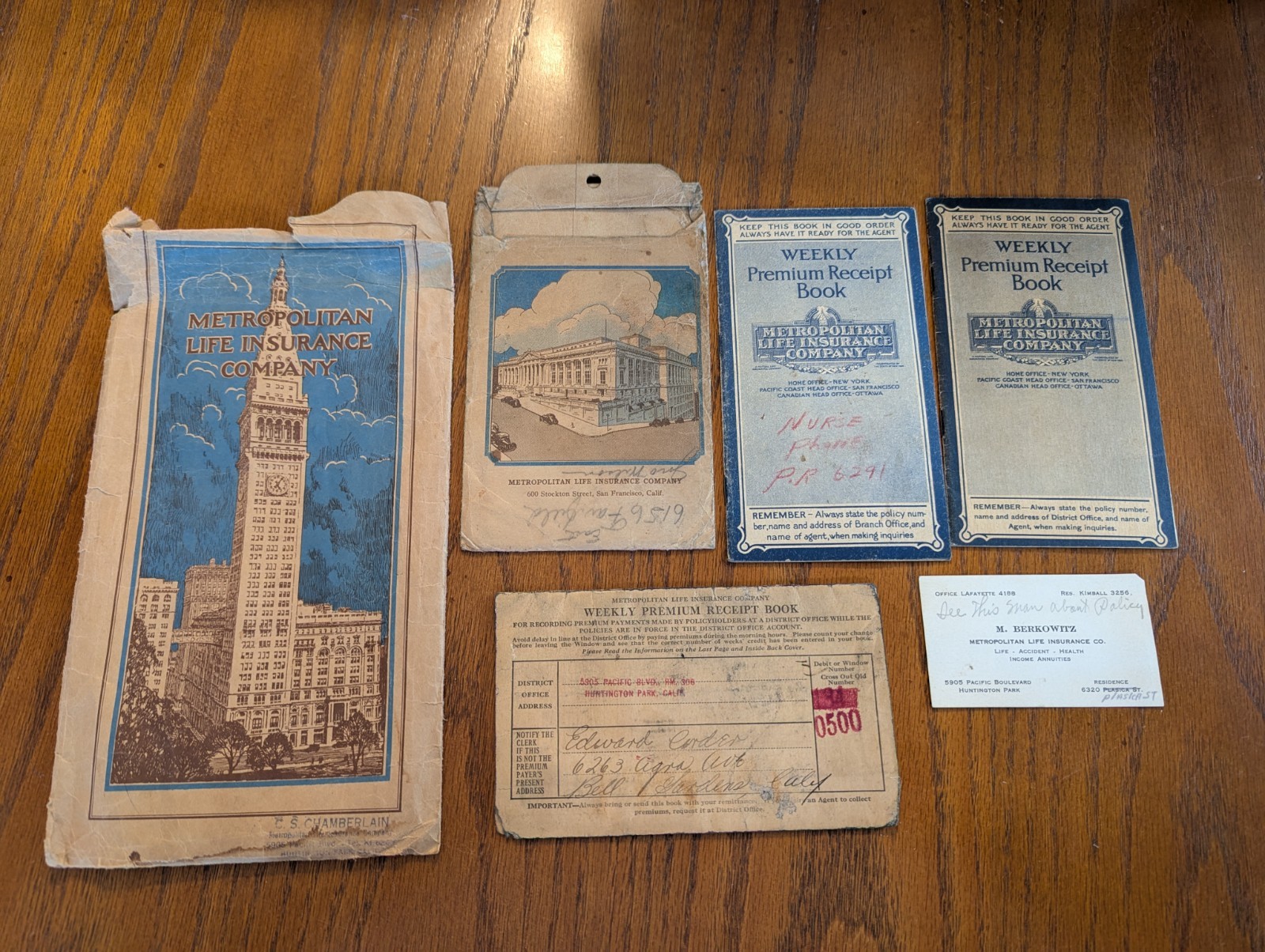 Metropolitan Life Insurance Company – Lot of Papers 1930s to 1940s