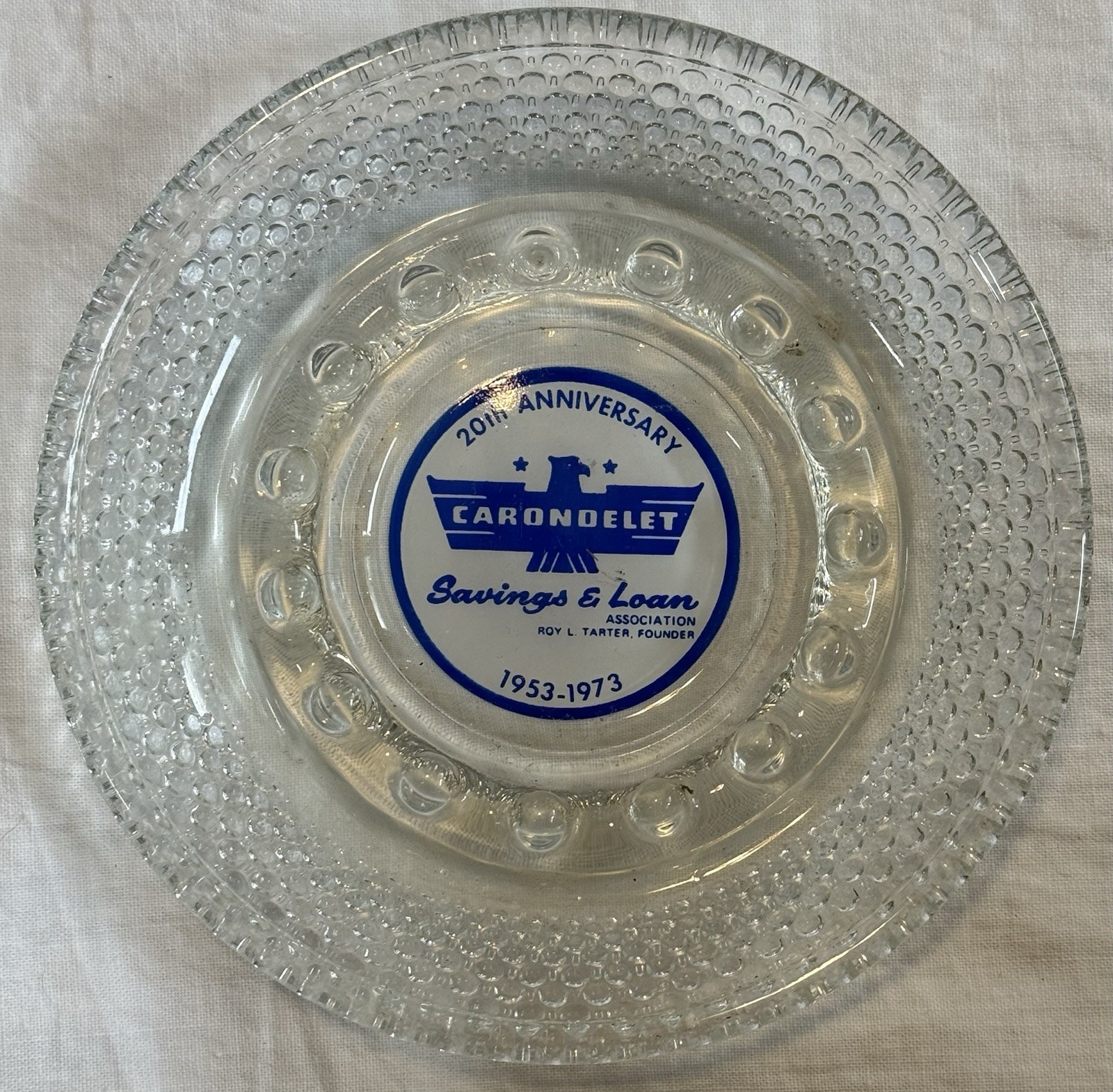 Vintage 1970s Carondelet Savings and Loan Ashtray 20th Anniversary 1953-1973