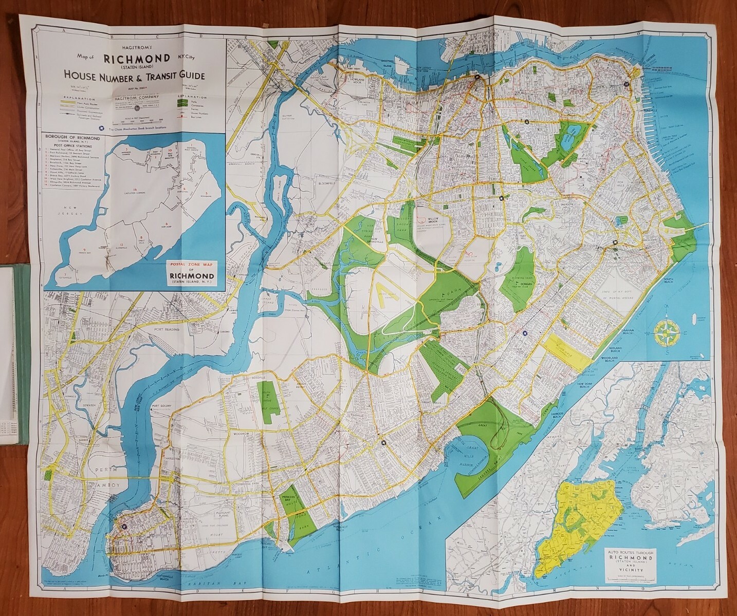 Vintage Staten Island Map – 1960s New York City Map – Chase Manhattan Bank ad