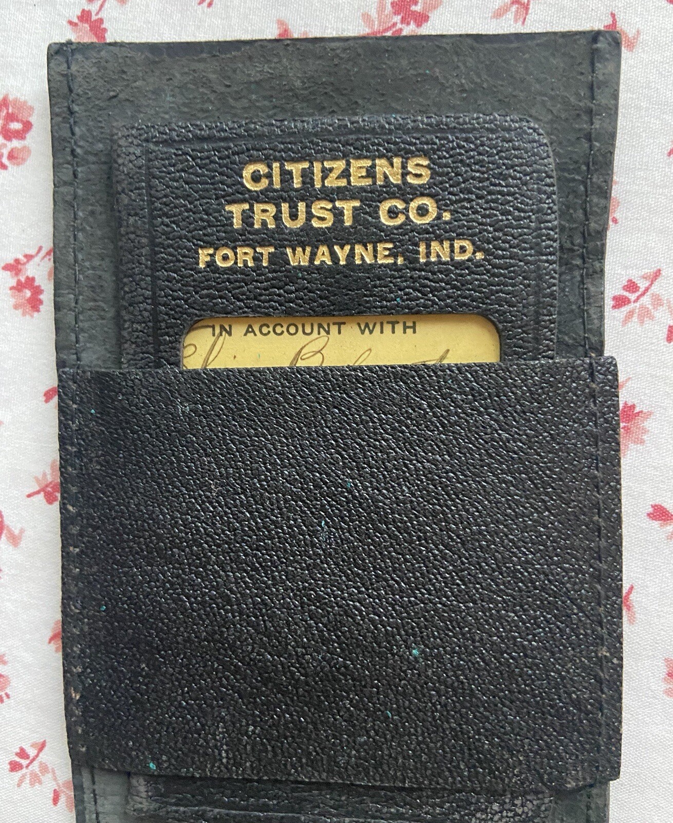 Vintage 1920s Citizens Trust Co., Fort Wayne, Ind. Black Leather Check Book