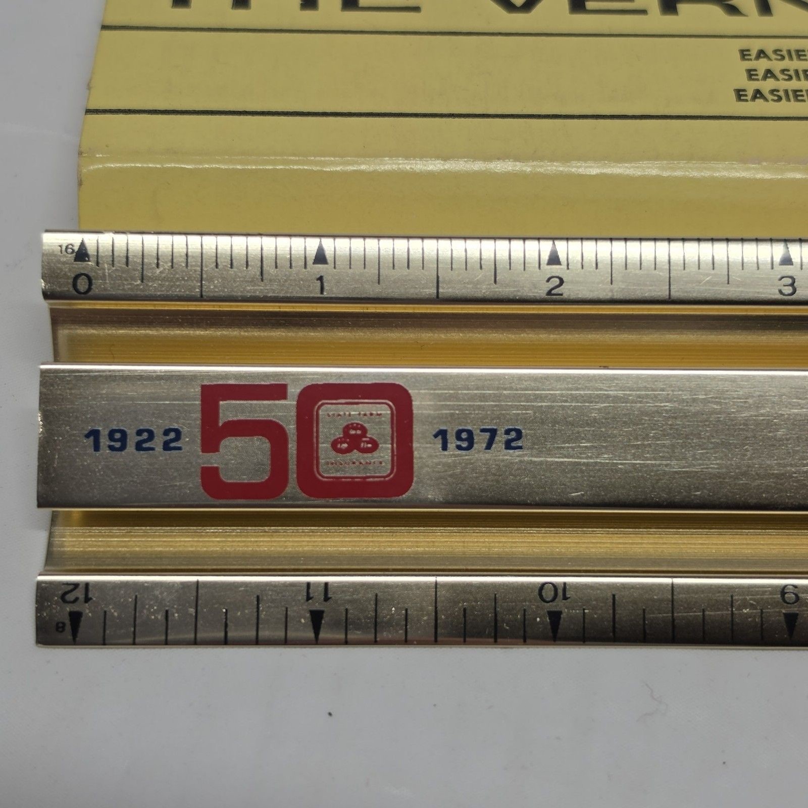 VTG 70s VERNADIUM GOLDEN V-RULE RULER 50 Years Anniversary State Farm Insurance