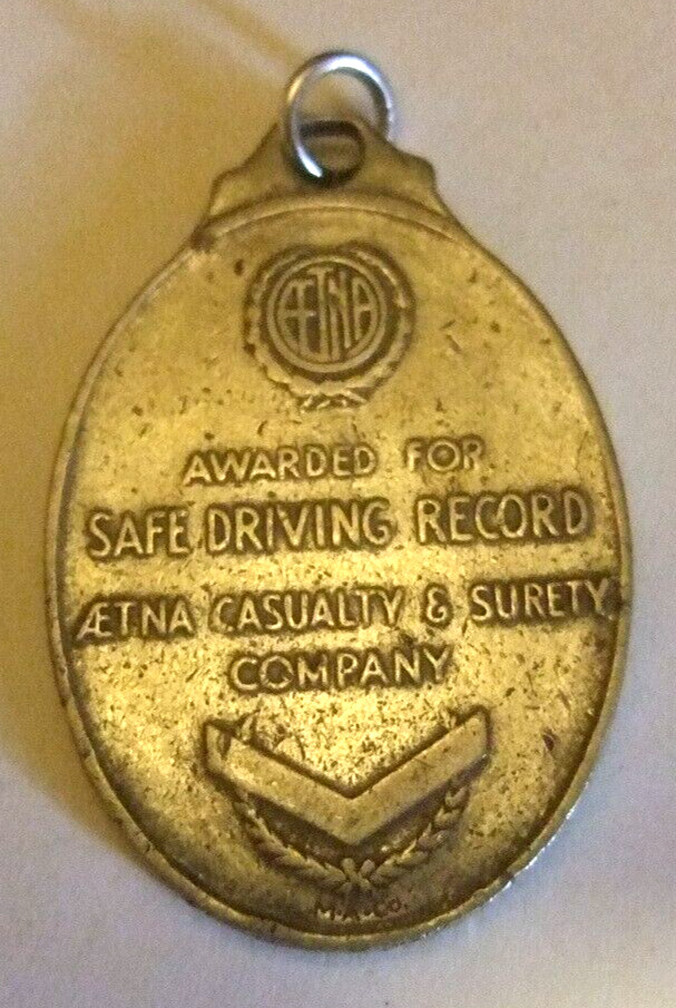 Insurance Company Medal Aetna Safe Driving Medal