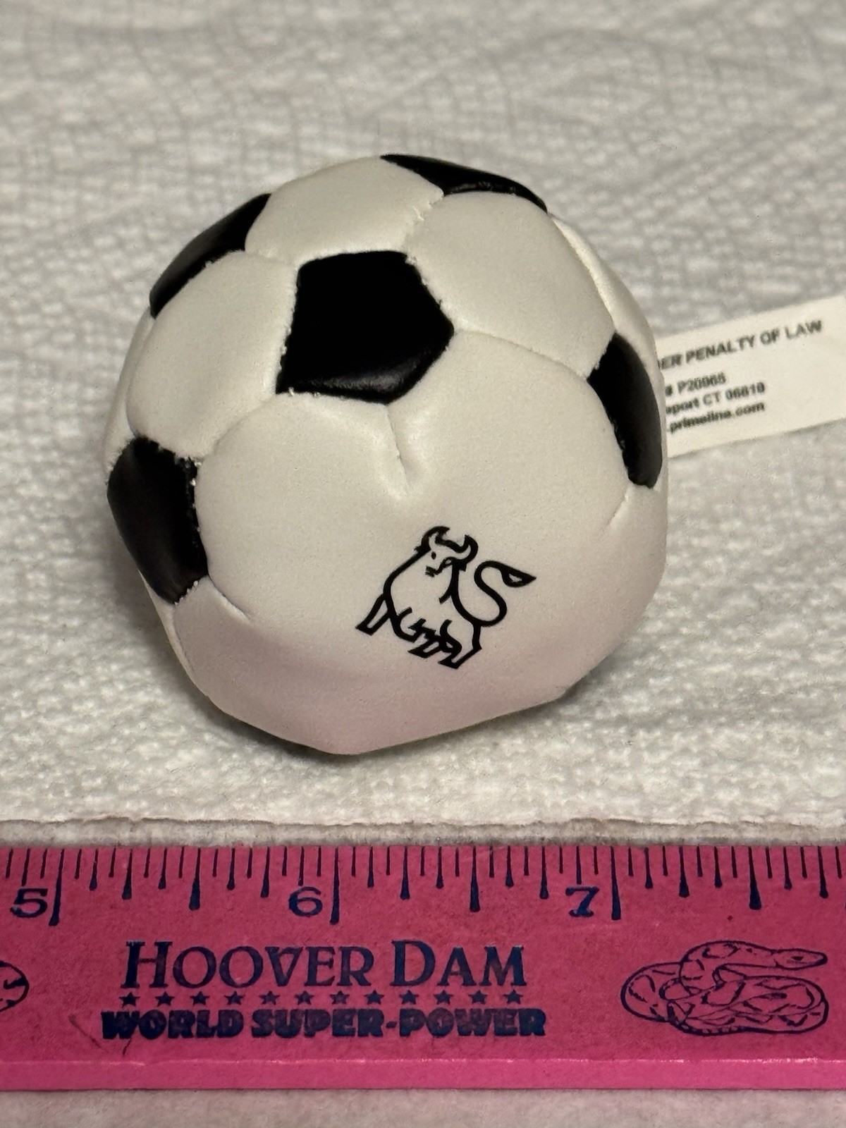 MERRILL LYNCH BULL LOGO MINIATURE SOCCER BALL STRESS BALL OR HACKEY SACK