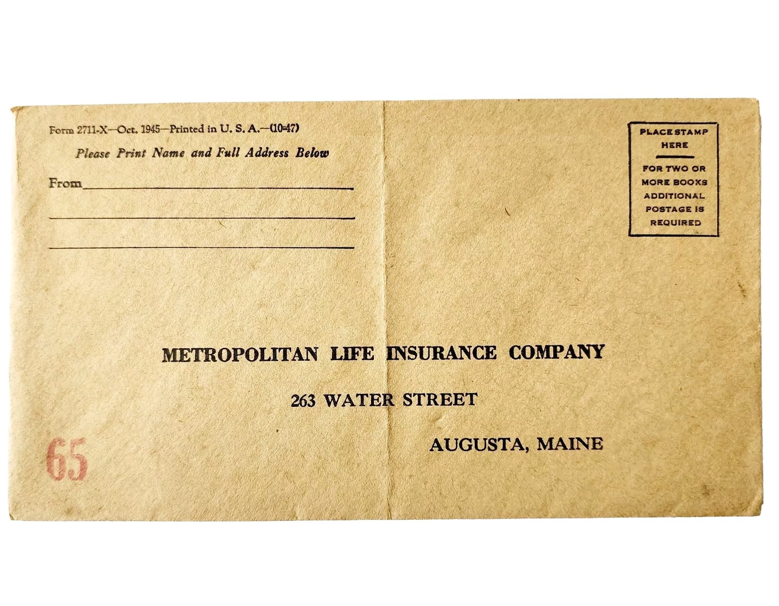 1940s Metropolitan Life Insurance Co Receipt Book Augusta Maine Booklet E85G