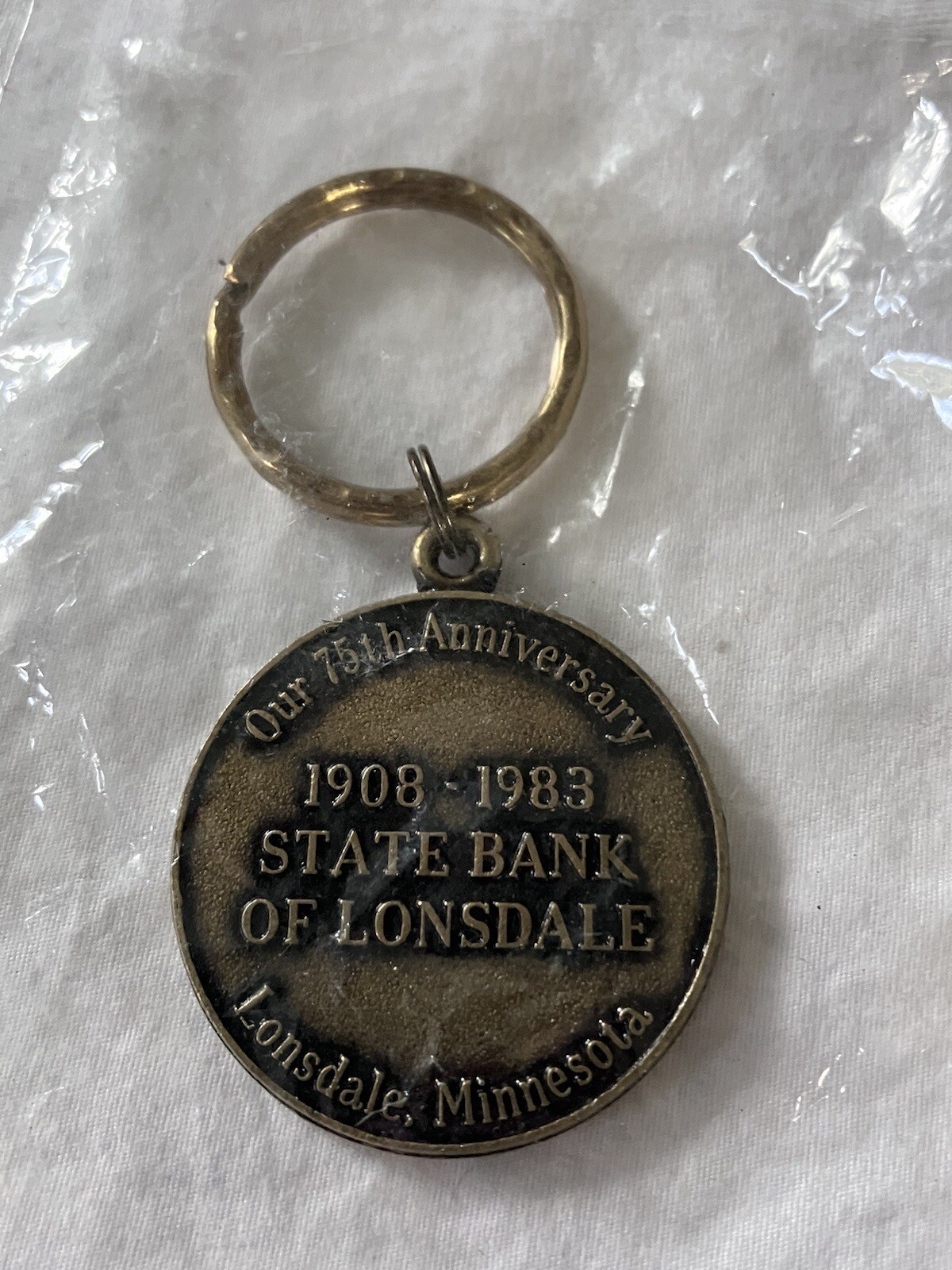 Vintage 1983 State Bank of Lonsdale Minnesota Keychain NIP Premium Advertising