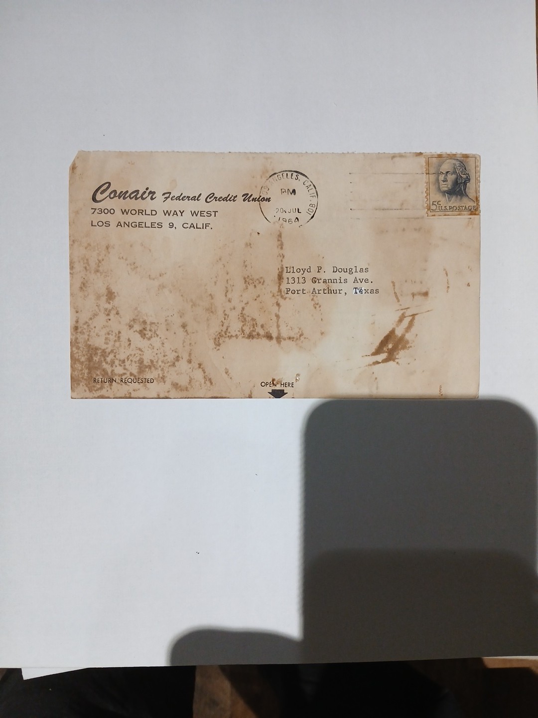Vtg Stamped 1964 Conair Federal Credit Union Notice Of Payment