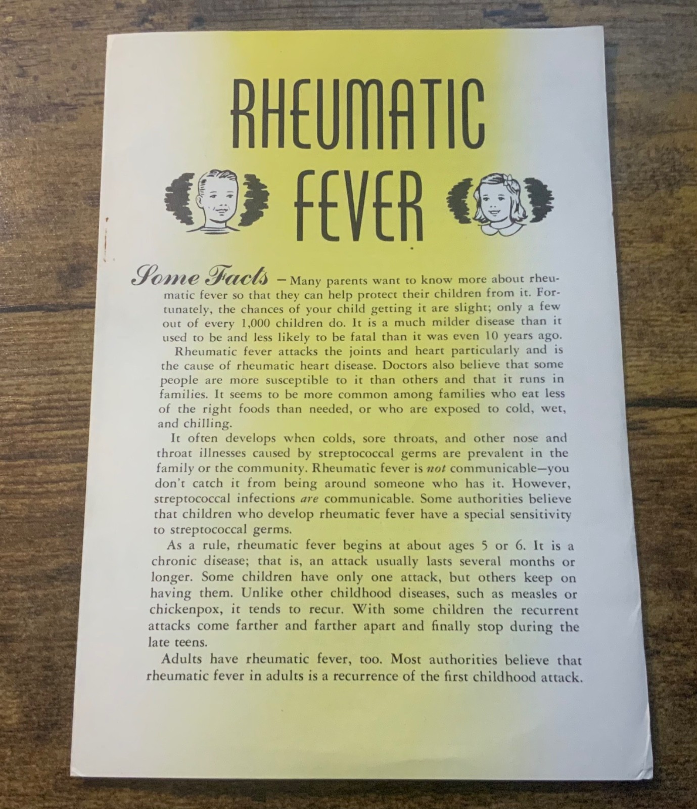 Vintage 1954 Rheumatic Fever Pamphlet Metropolitan Life Insurance Co.
