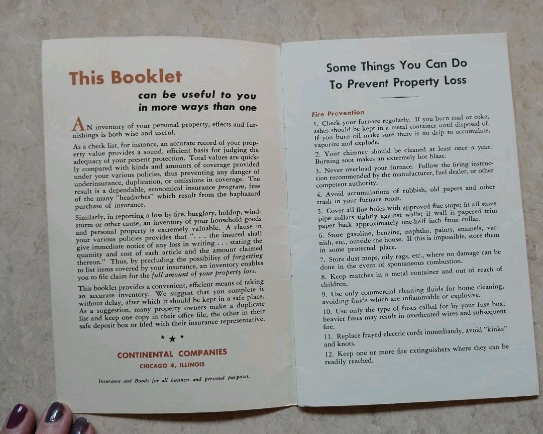 Vintage Household Inventory, Lawn Maintenance and Common Sense Travelers Expense