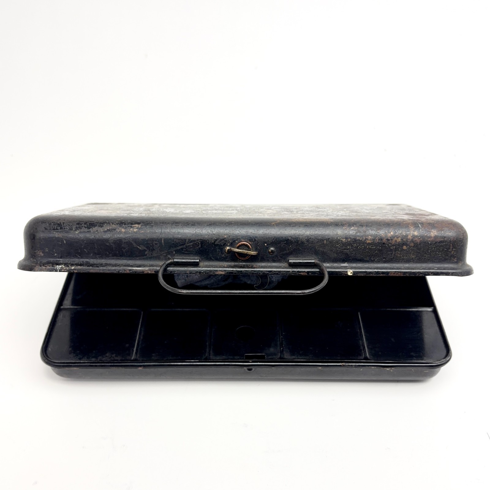 Antique Japanned Tackle Box — Bank Box w/Brass Cam & Latch — Late 19th C.