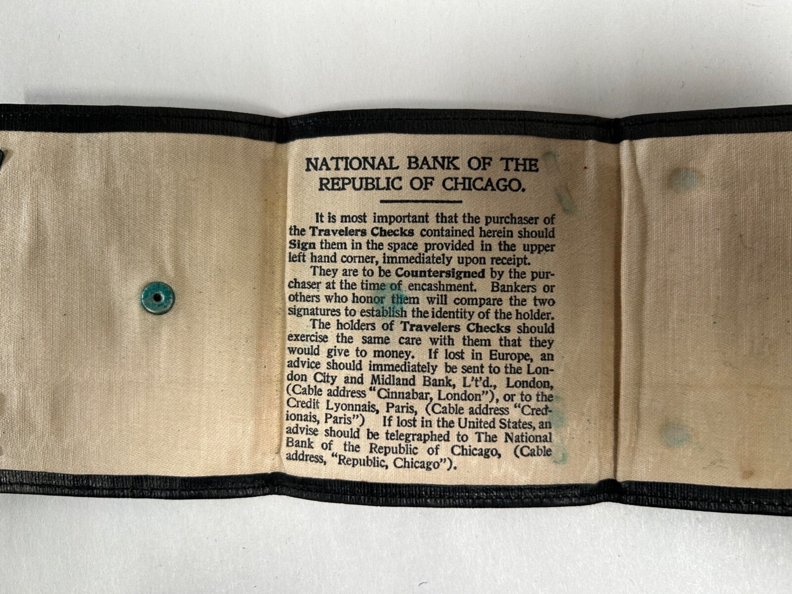 Vtg The Nat’l Bank Of The Republic Of Chicago Travelers Cheque Check Wallet (A4)