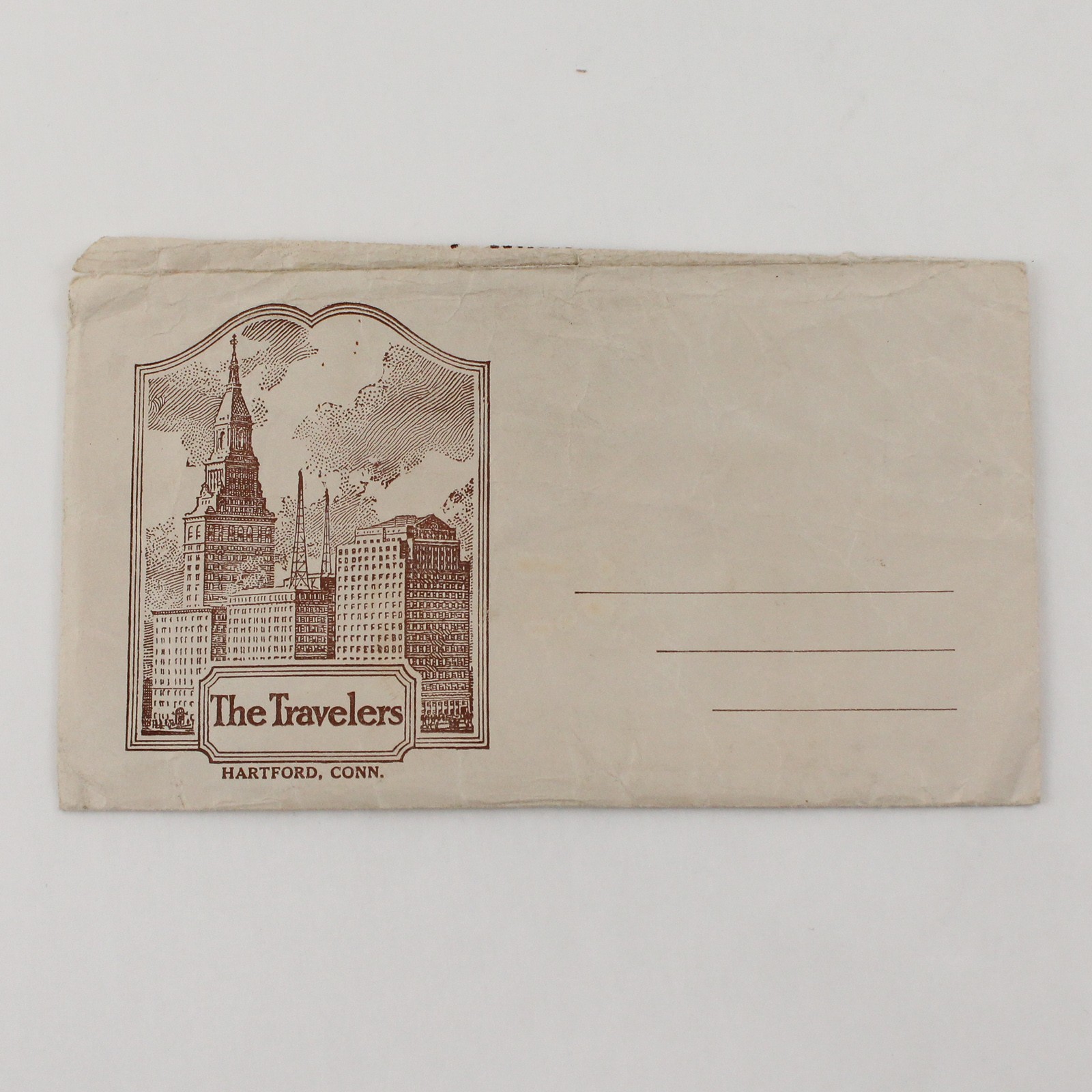 Vintage The Travelers Insurance Company Hartford Connecticut Envelope