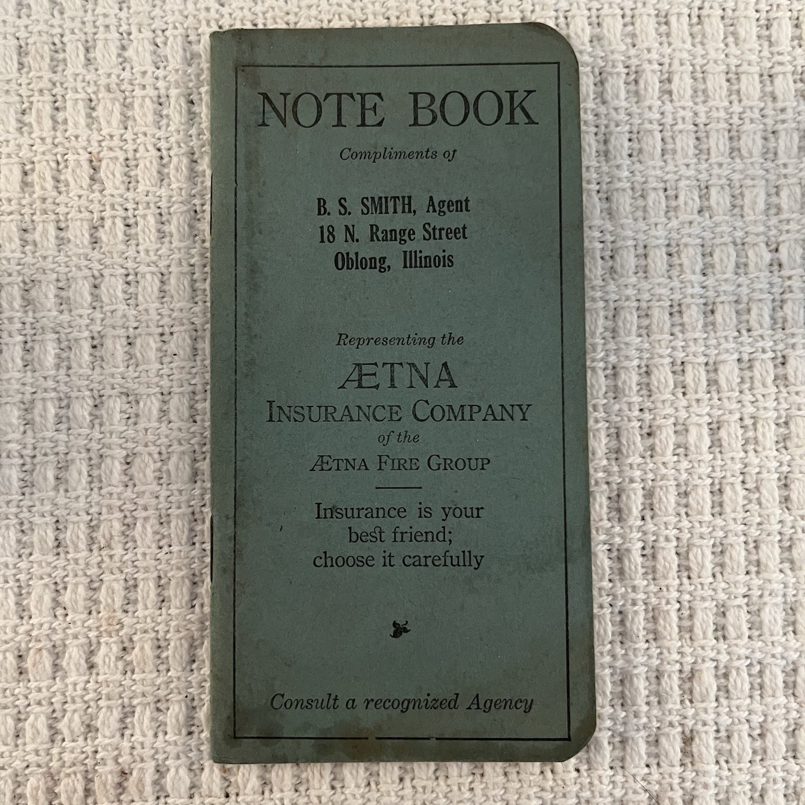 1900’s AETNA Group Fire Insurance Pocket Notepad | Vintage Notebook Rare