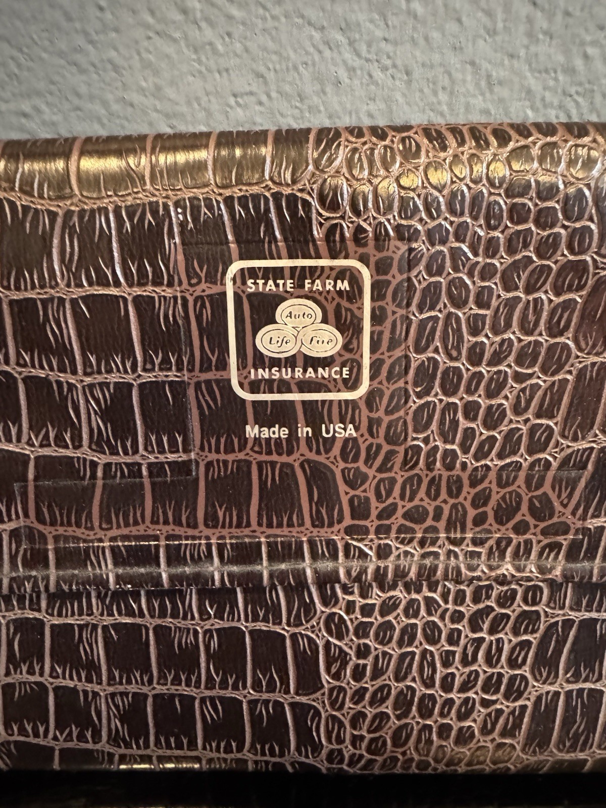 NEW VTG State Farm Vinyl Alligator Style Organizer Folio Document Clutch Retro