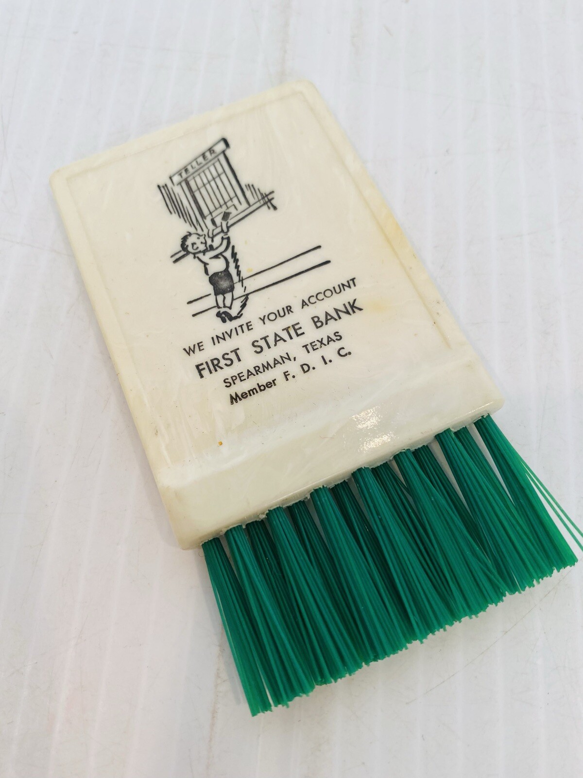Vintage First State Bank Give Away Spearman Texas Jacket/Clothes Brush USA