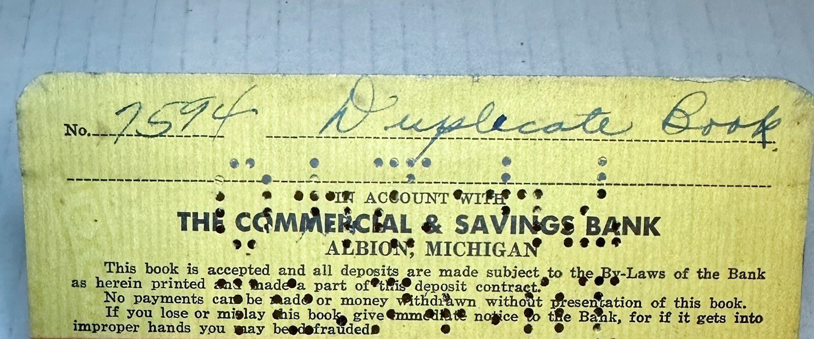 Vtg 1940’s to 1950’s Passbook Commercial & Savings Bank Albion Michigan MI Book
