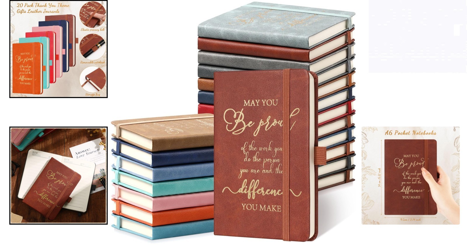 Inspirational A6 Leather Journals – 20 Pcs Team Gifts for Coworkers and Teachers