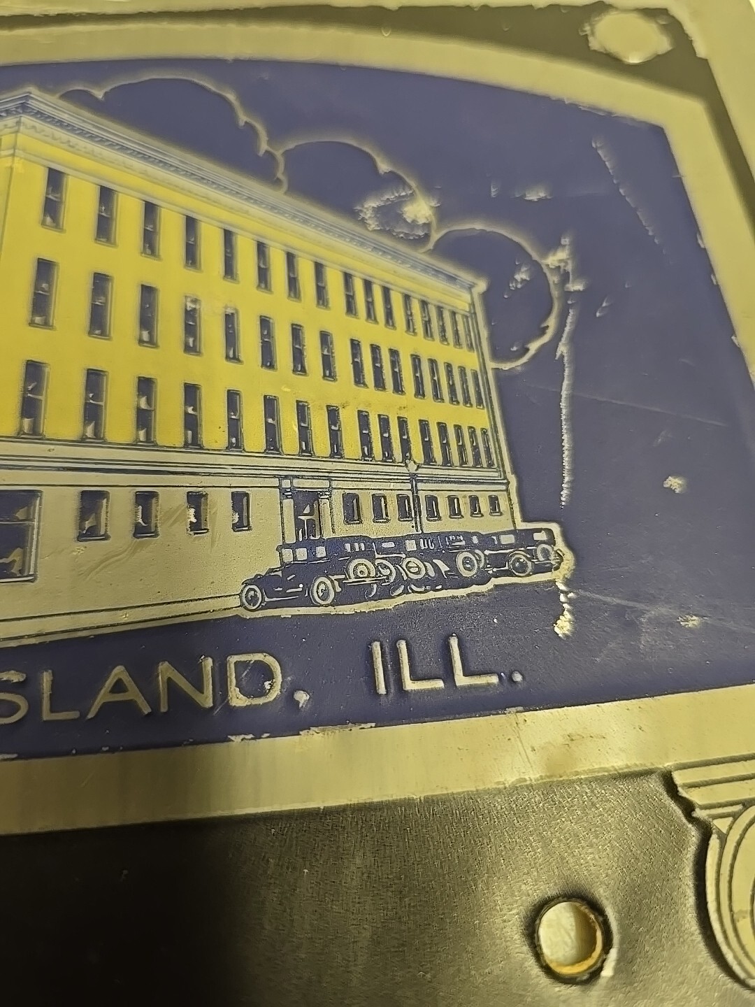 Antique Manufacturers Trust Bank Rock Island IL Advertising Embossed TOC Sign