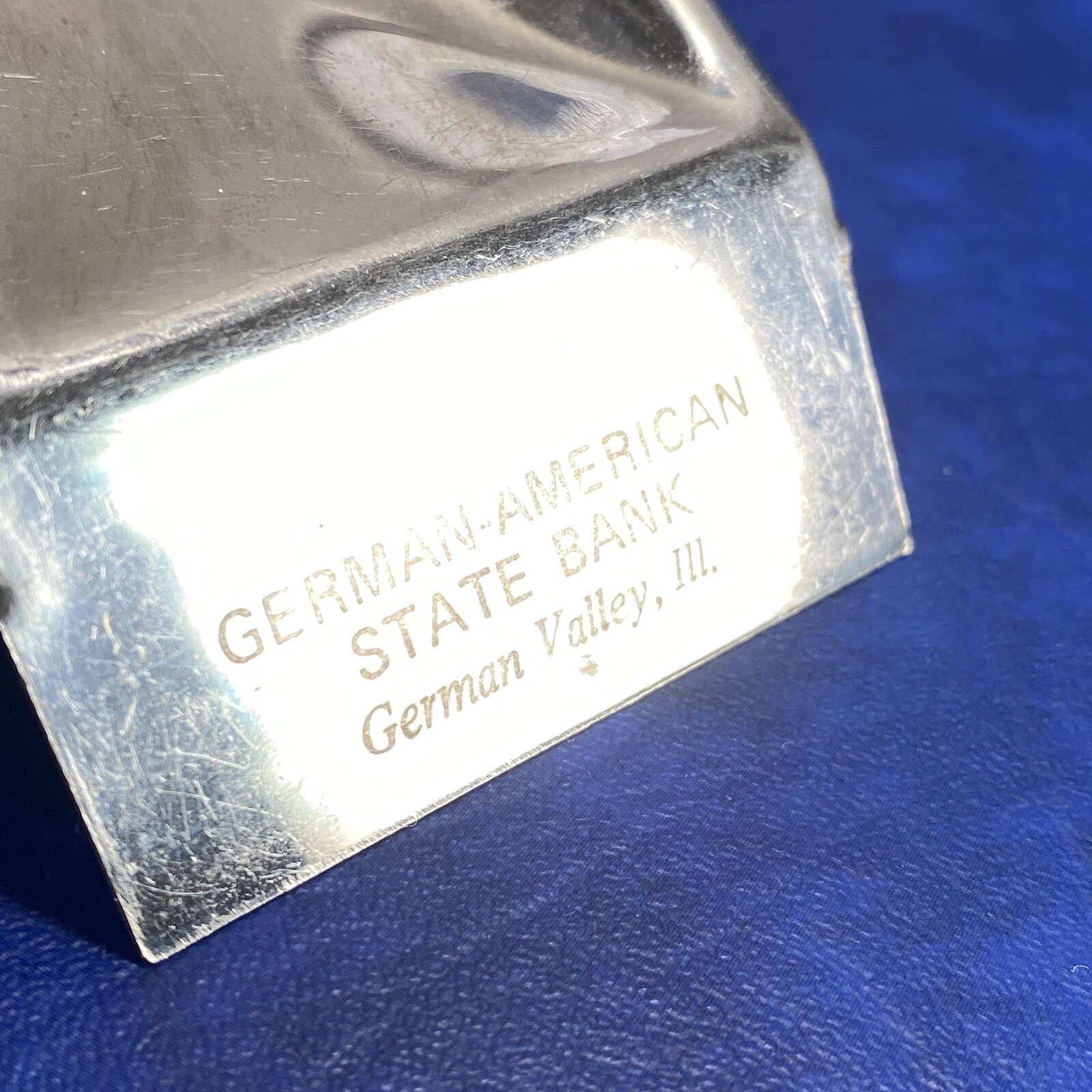 Vtg Warco Japan Stainless German American State Bank German Valley IL Spoon Rest
