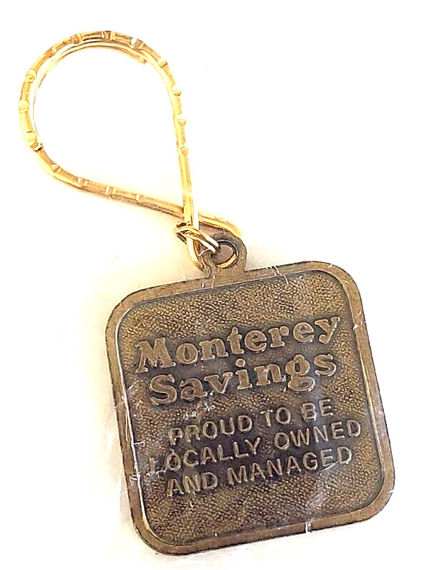 Vintage Monterey Savings Gold Tone Keychain In Original Bag