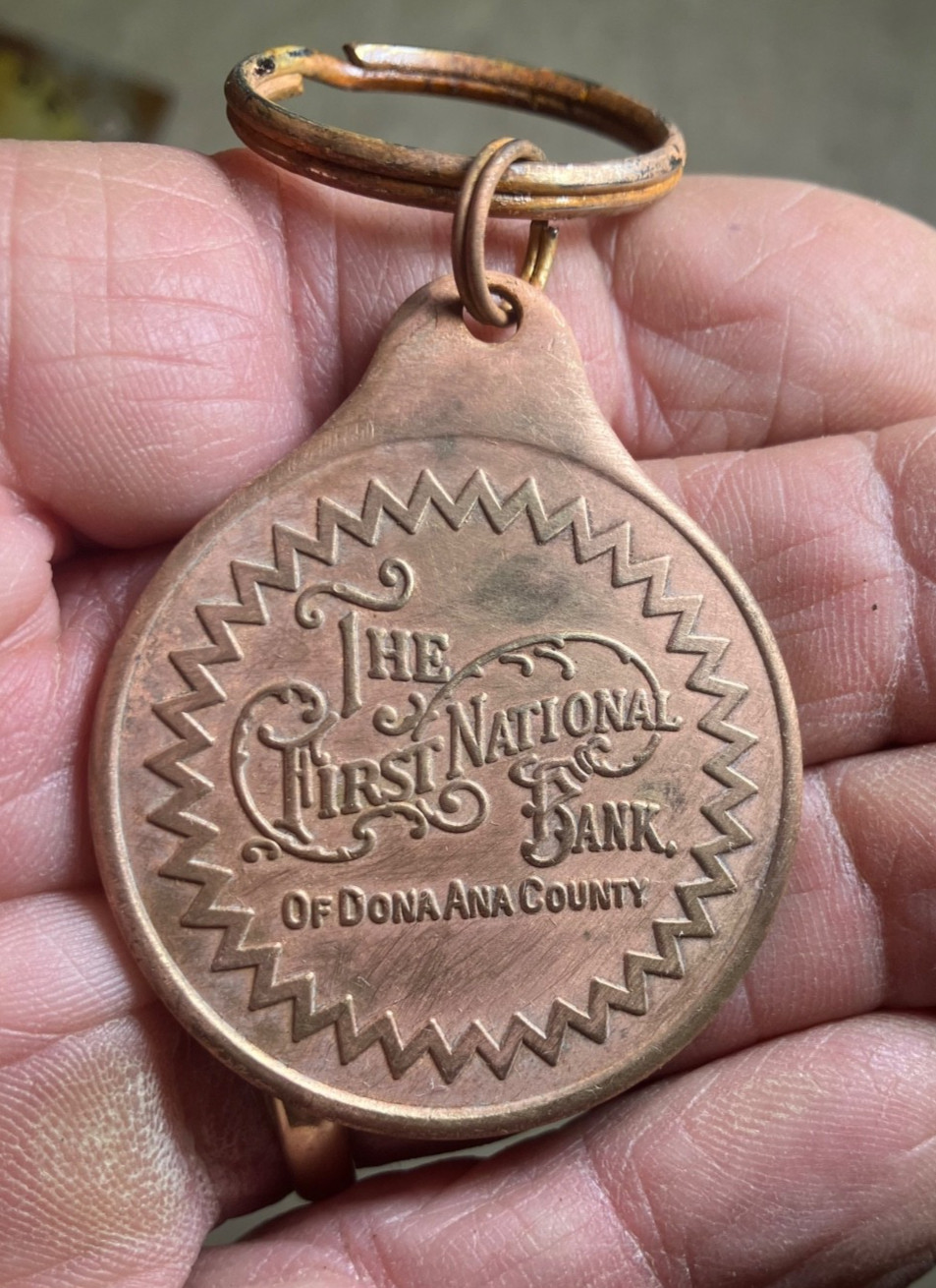 Vintage heavy brass key ring-First National Bank-Dona Ana County (New Mexico)