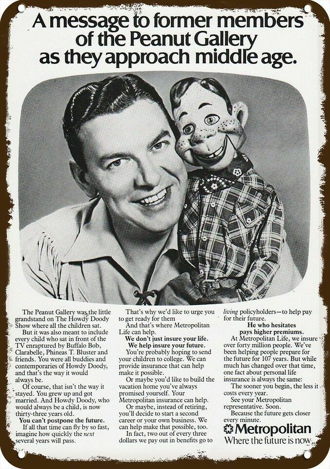 1976 BUFFALO BOB & HOWDY DOODY Vintage Look METROPOLITAN DECORATIVE METAL SIGN