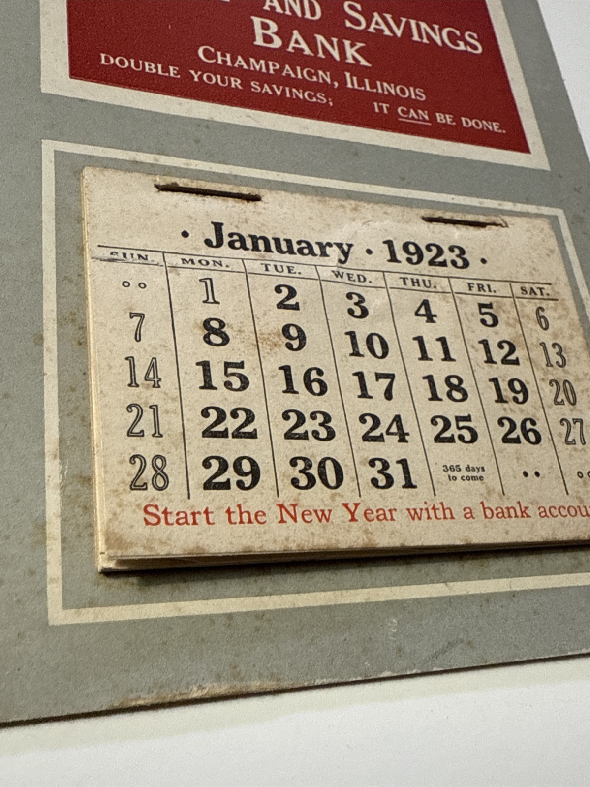 1923 Champaign Illinois Trust and Savings Bank Calendar 12 Month Vtg Advertising