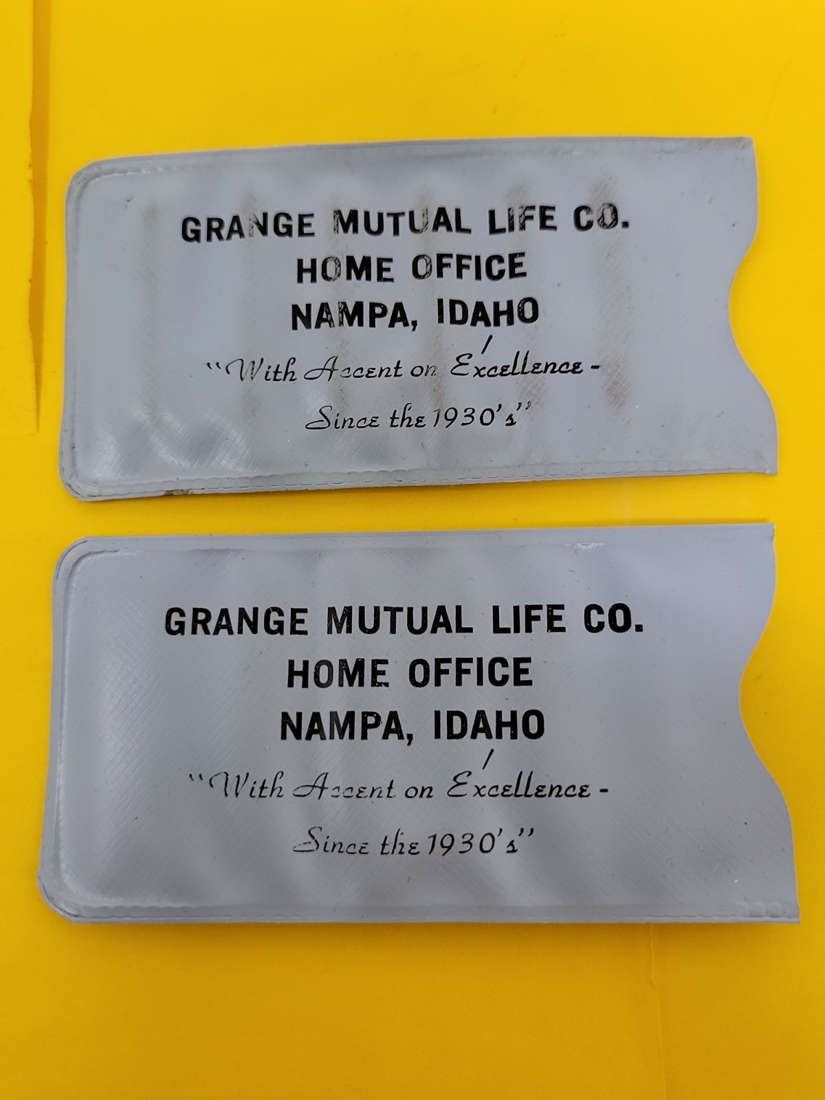 2 Vintage Grange Mutual Insurance Nampa Idaho Sewing Kit Travel Advertising RARE
