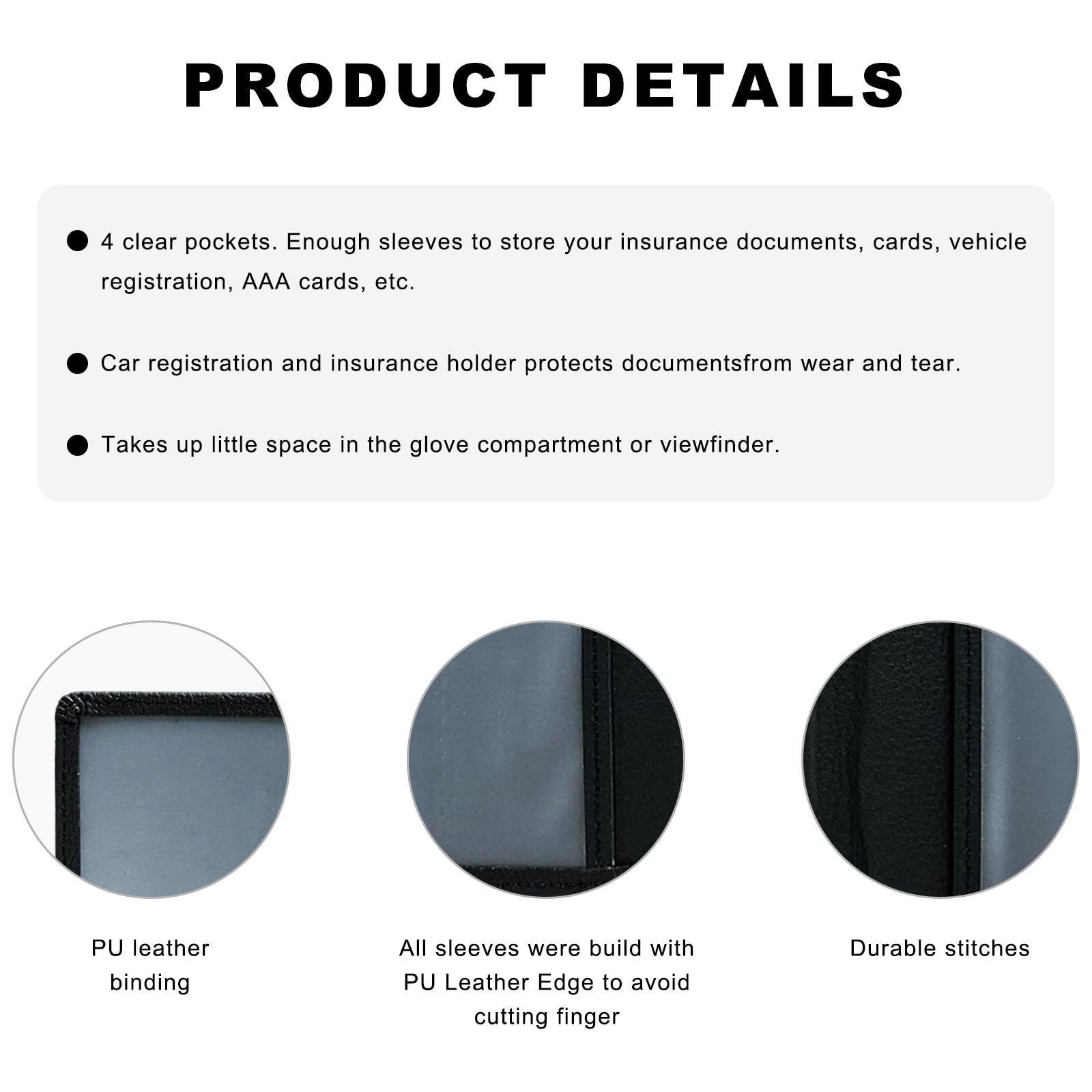 Car Registration and Insurance Holder, Waterproof Auto Glove Box Document Org…
