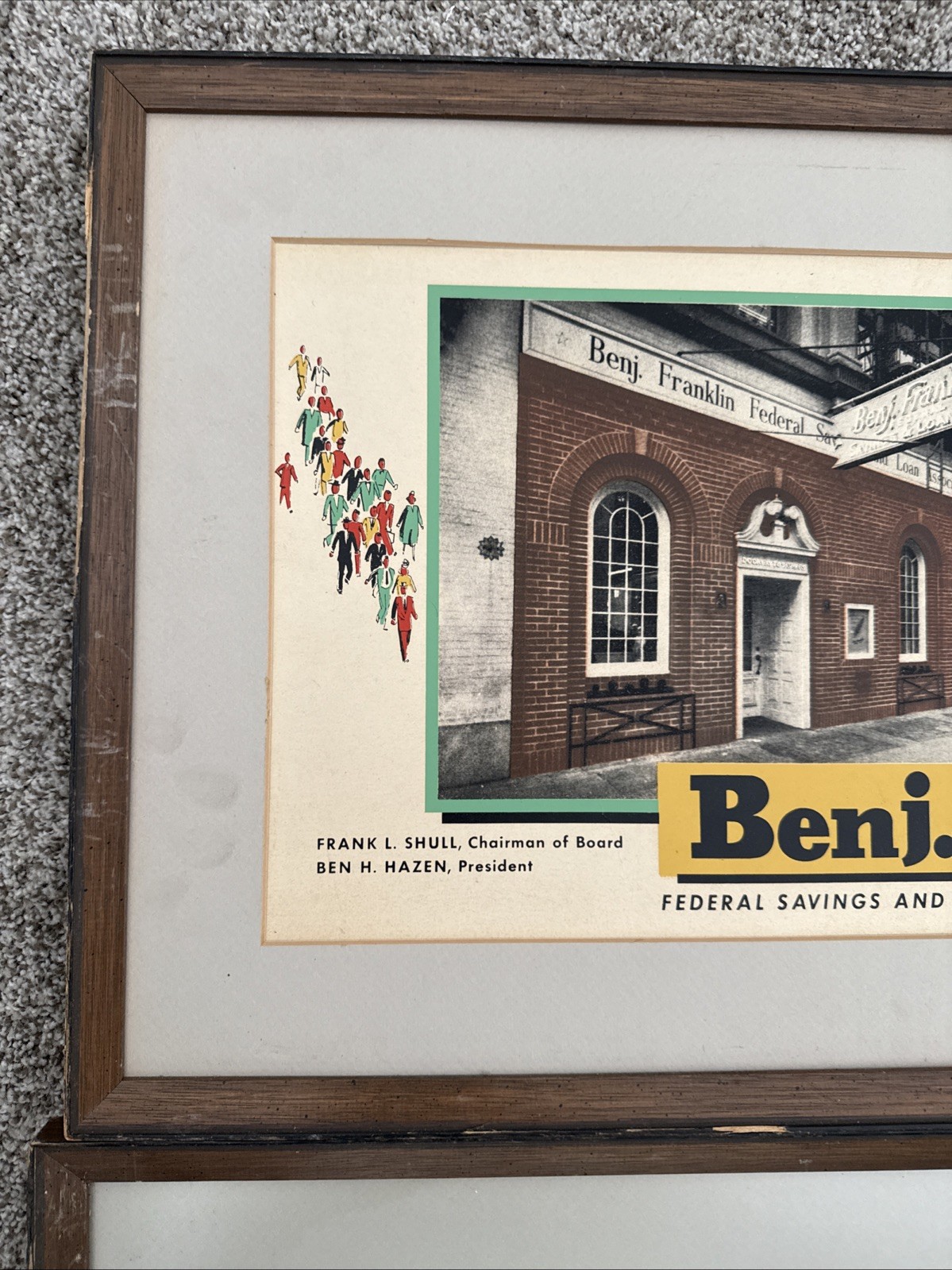 Vintage 1950’s Advertising 4 Framed Prints – Benjamin Franklin Savings And Loan