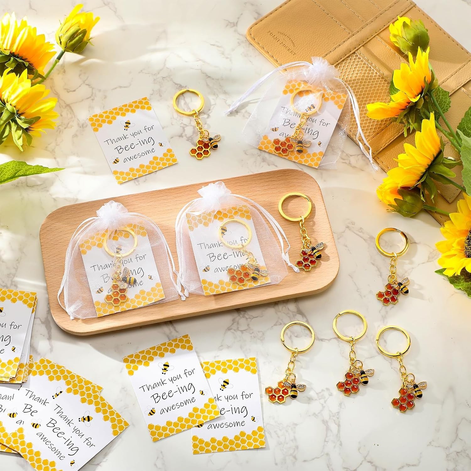 Employee Appreciation Bee Keychains Thank You Cards