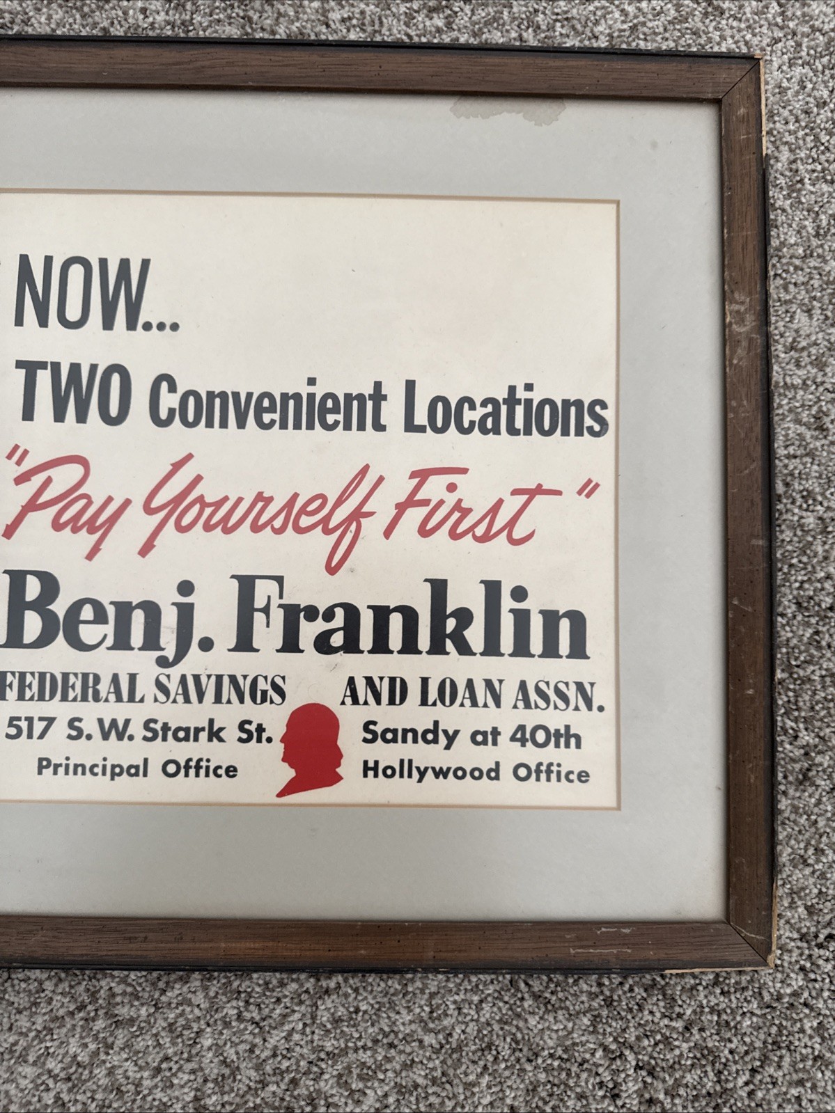 Vintage 1950’s Advertising 4 Framed Prints – Benjamin Franklin Savings And Loan
