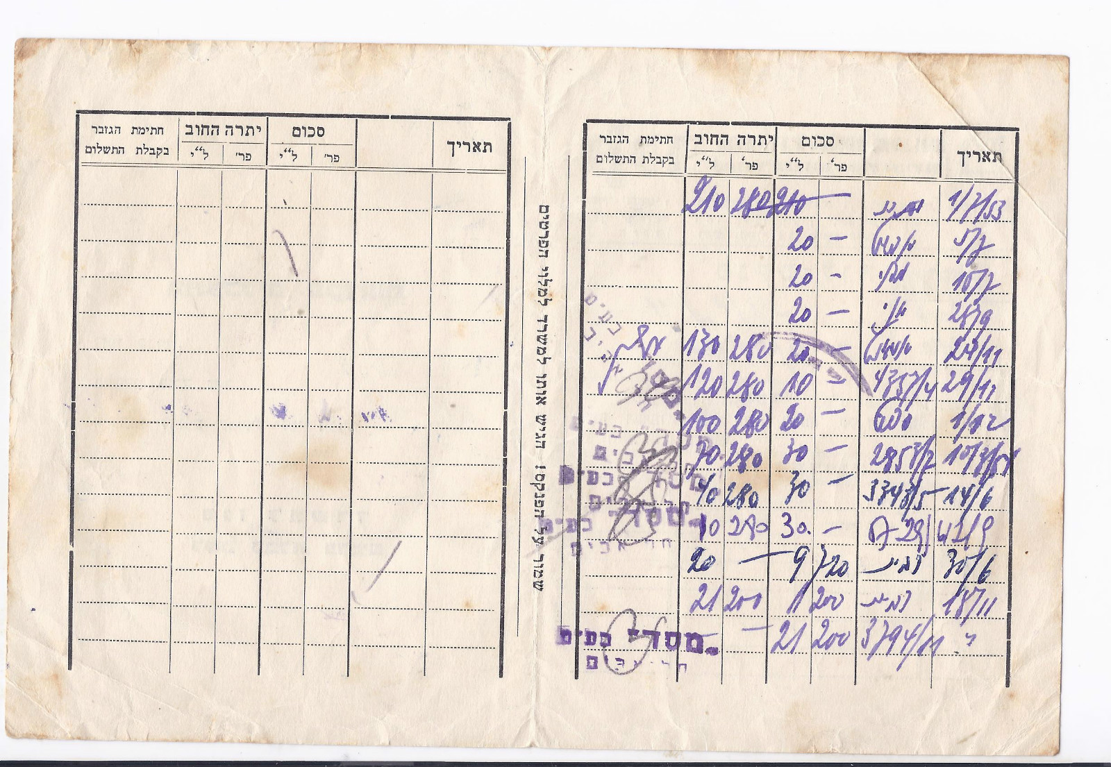 ISRAEL ,LOAN CARD, 1953, BANK MASAD, RARE