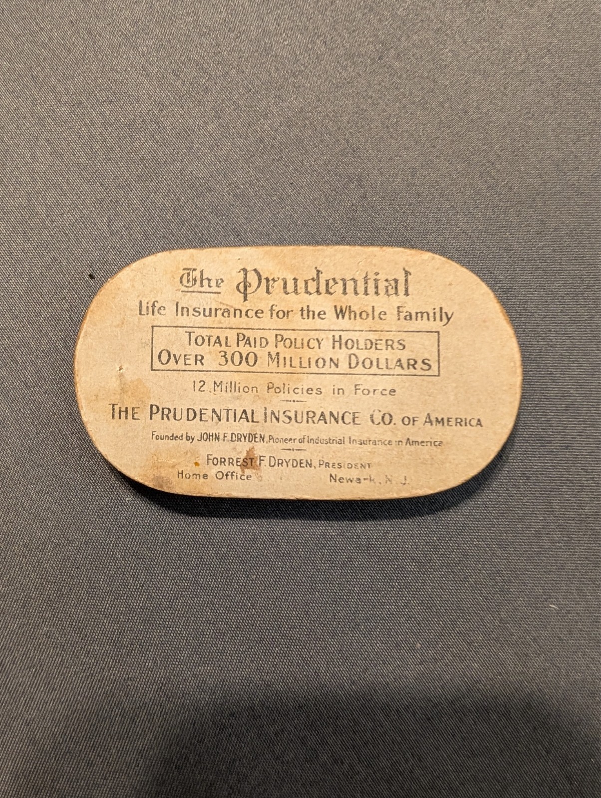 Prudential Life Insurance Pin Cushion Strength of Gibraltar Steamship c1920s