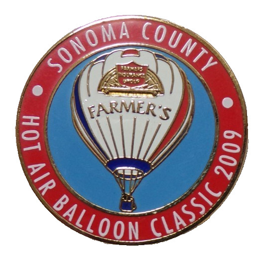 FARMERS INSURANCE SONOMA COUNTY 2009 HOT AIR BALLOON CLASSIC METAL PIN BACK