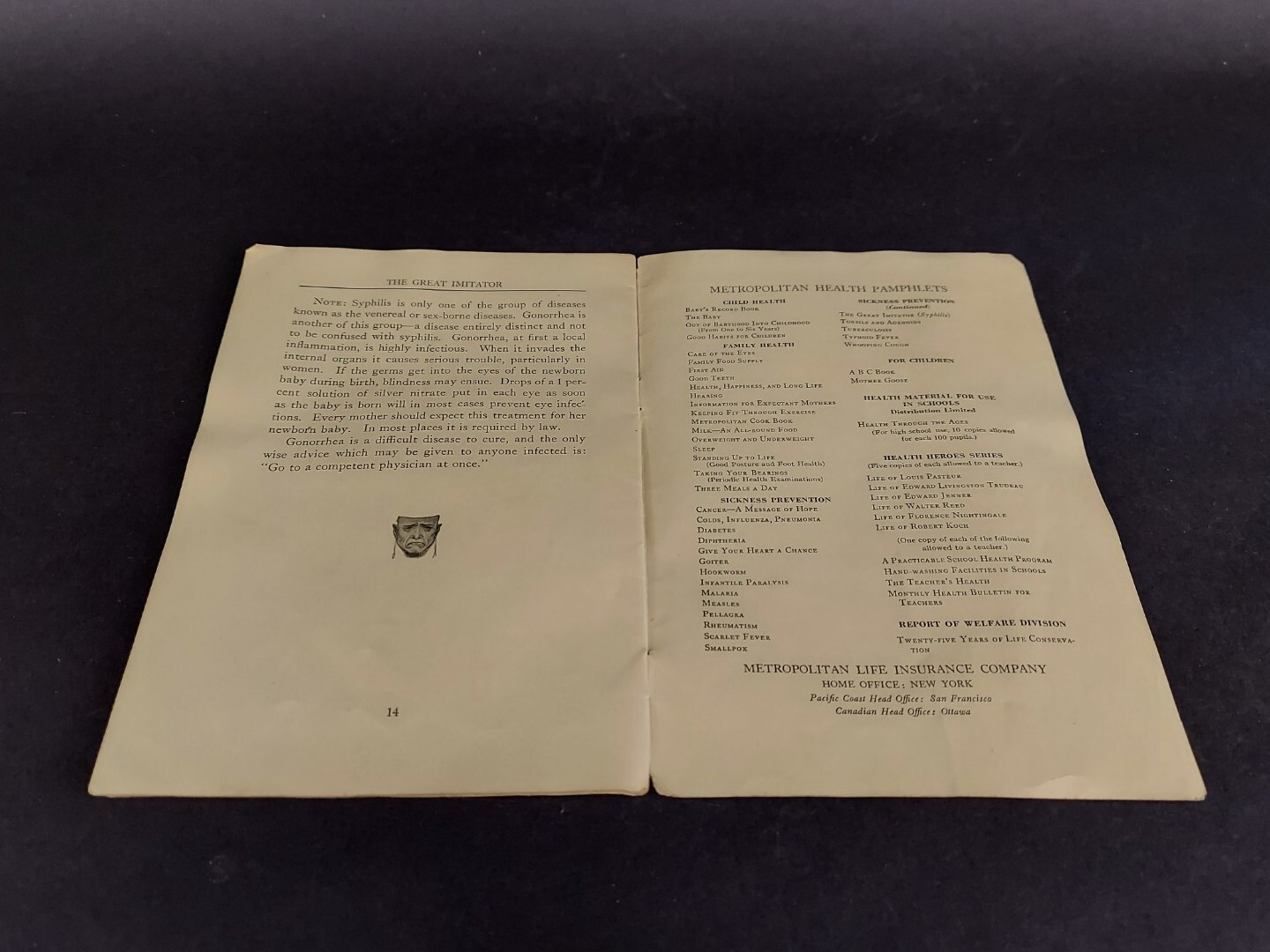 1930 Metropolitan Life Insurance Devil Mask The Great Imitator Syphilis PAMPHLET