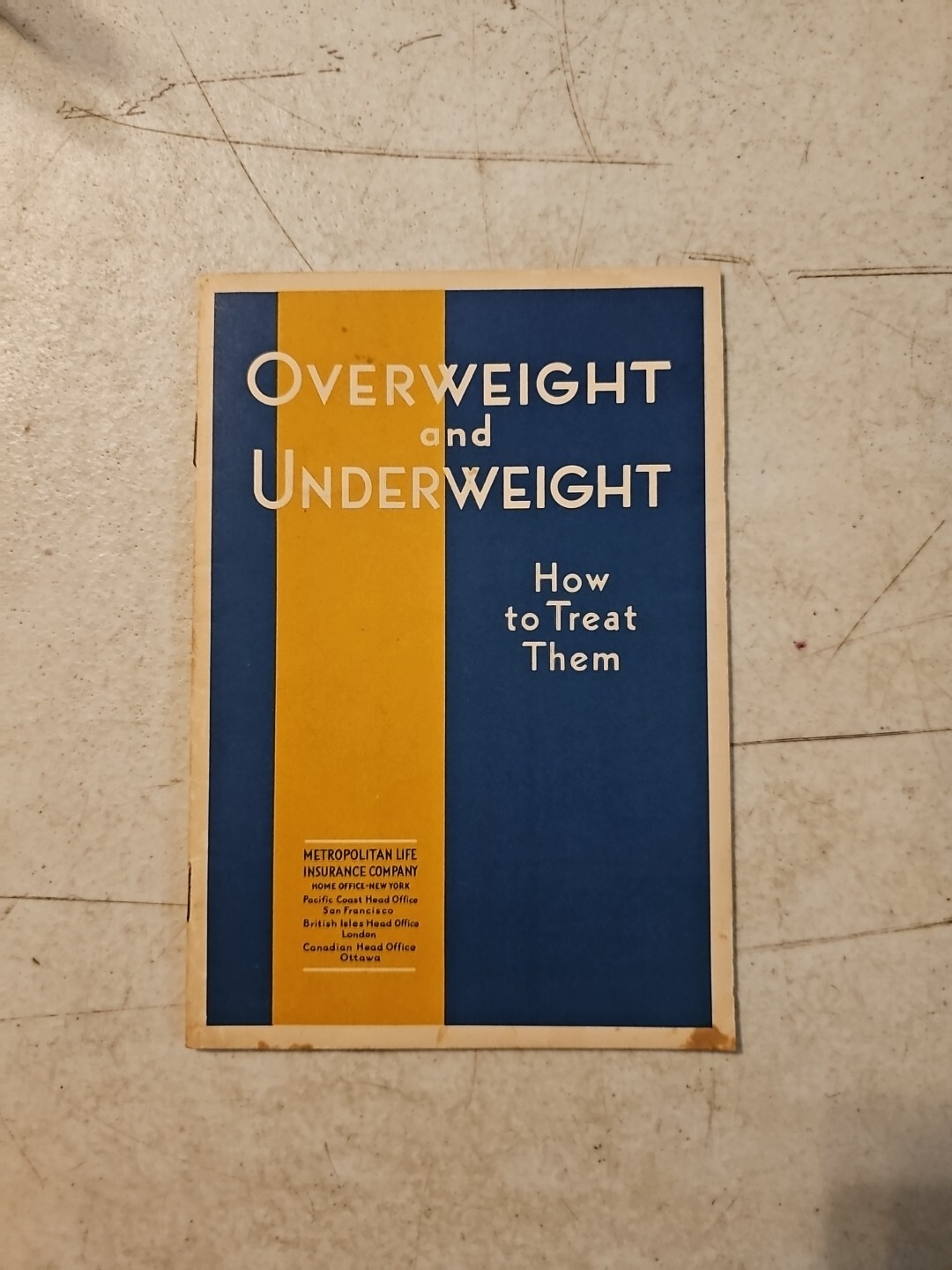 Vintage Metropolitan Life Insurance Overweight & Underweight Booklet