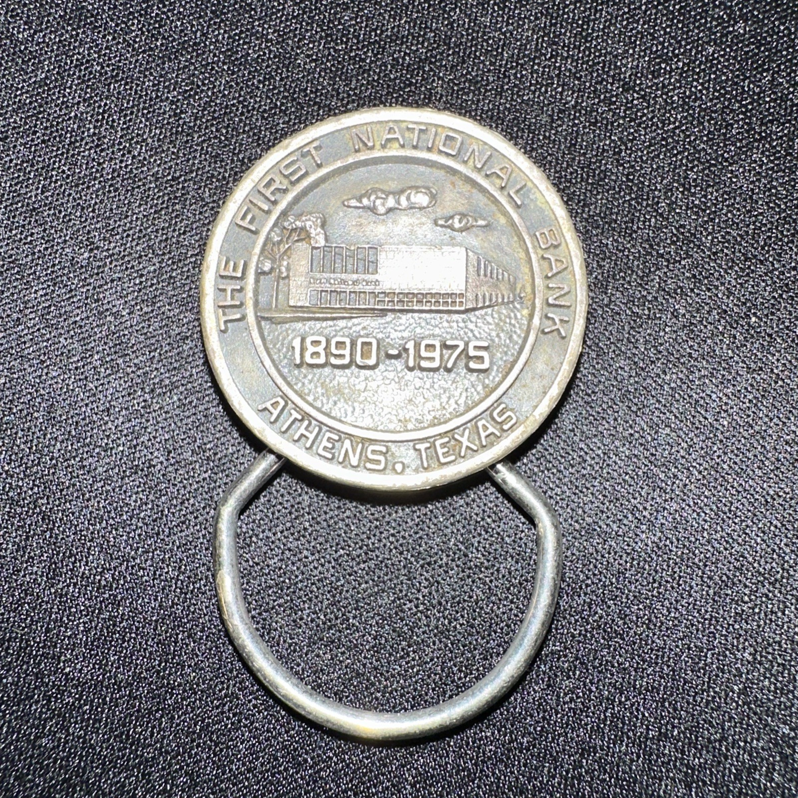 VTG First National Bank Metal Keychain Promo Advertisement Pocket 1975